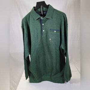 Mens Dark GREEN 100% Cotton IVY CREW Long Sleeve Collared Sweater XXL NWT‎